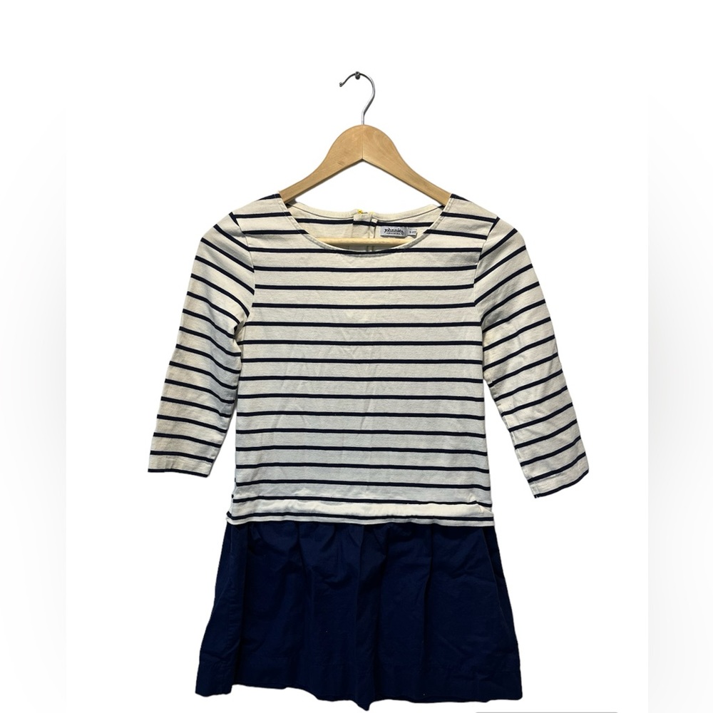 JOHNNIE B Boden navy white nautical striped dress girls size 9 - 10 NWOT